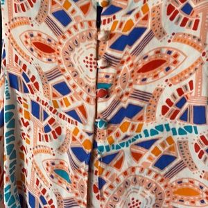 Dolce vita , soft beach colored dress in turquoise peach and white, small.
